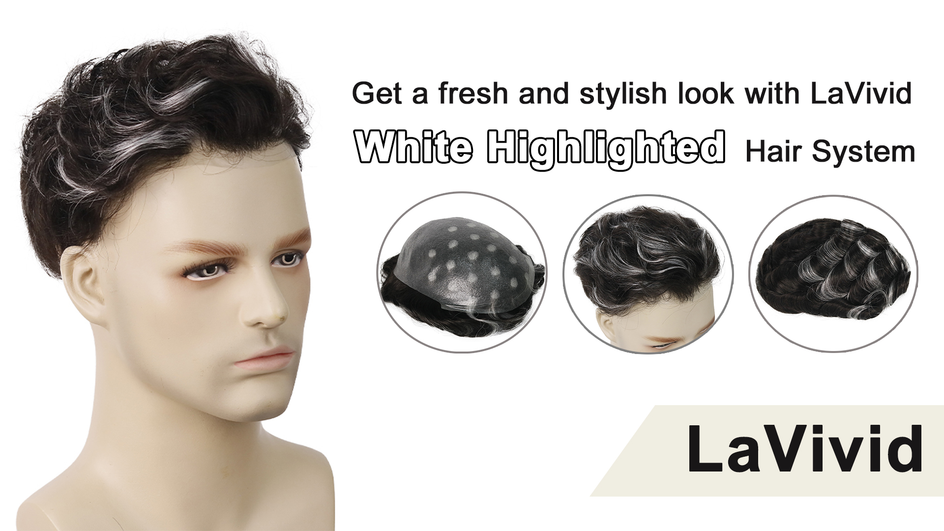lavivid white highlighted hair system